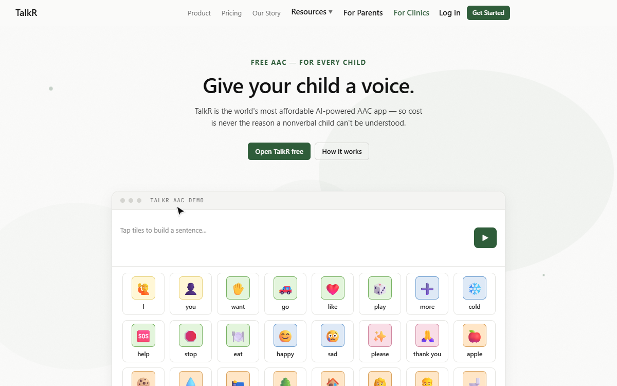 TalkR's picture-based communication board