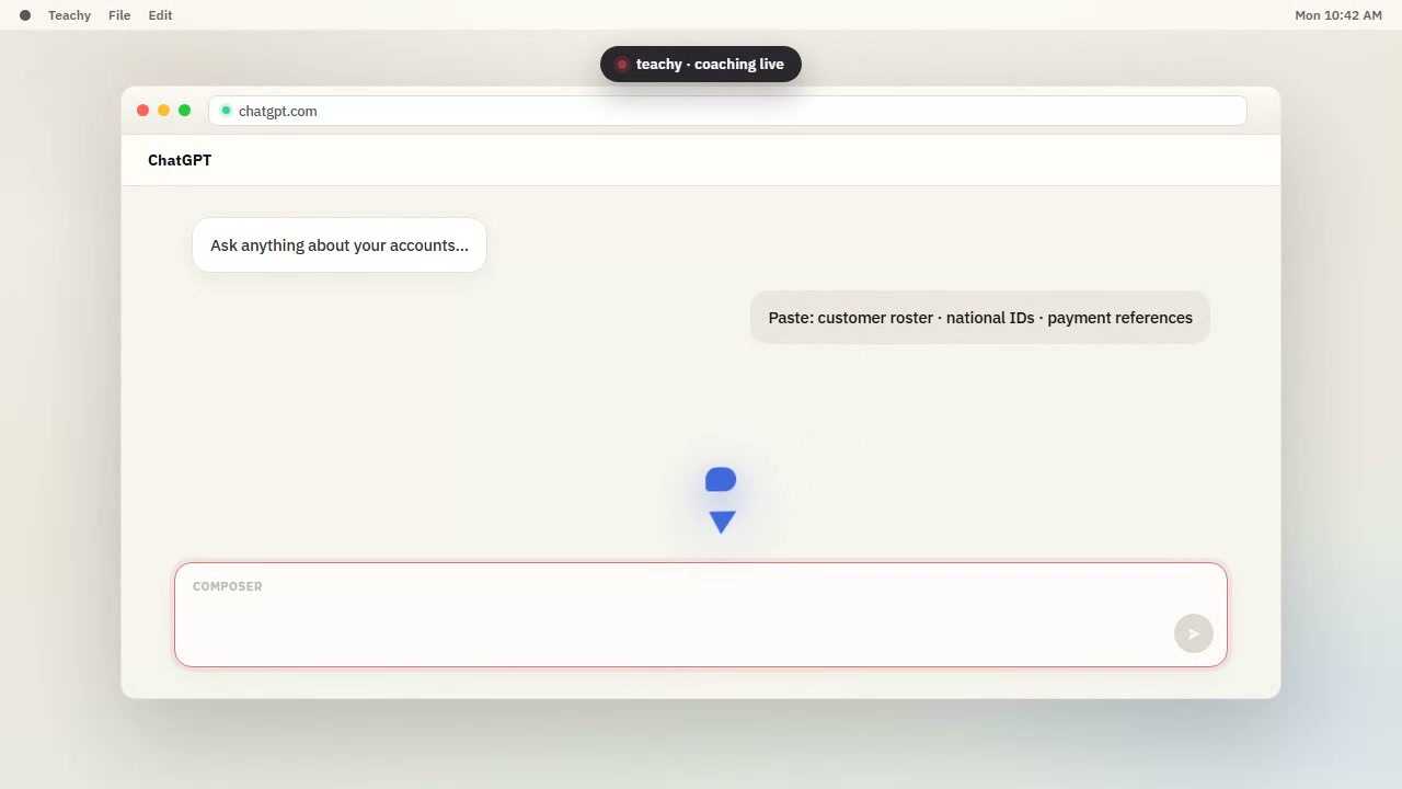 Teachy guiding someone through an app