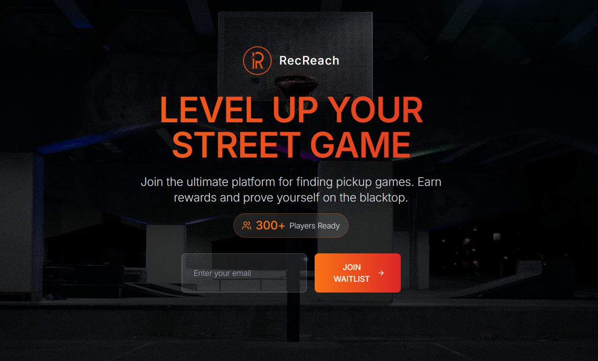 RecReach, a platform for finding pickup basketball games